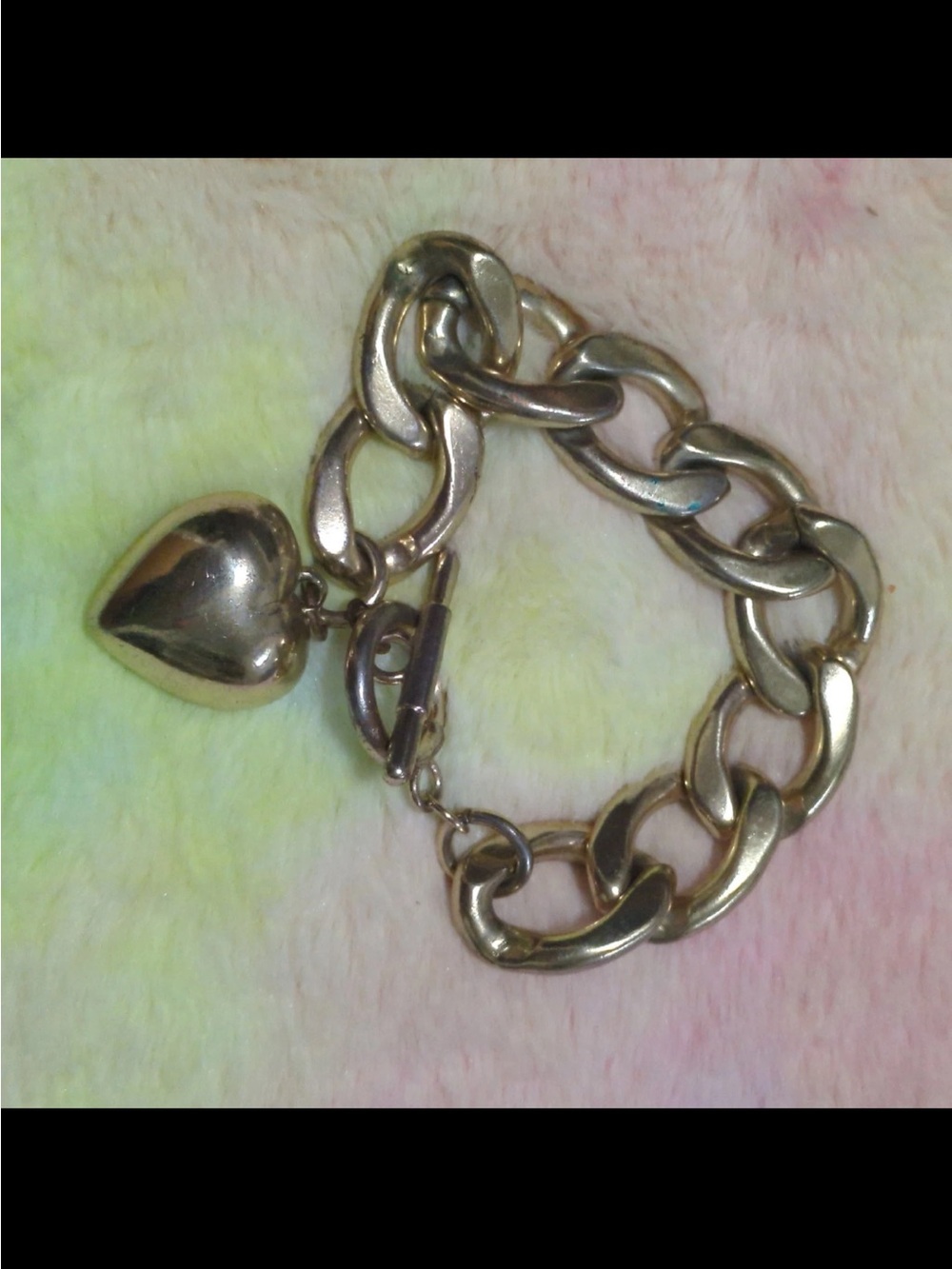 Juicy Couture Starter Bracelet with Puffy Gold Heart Charm and Toggle Clasp
